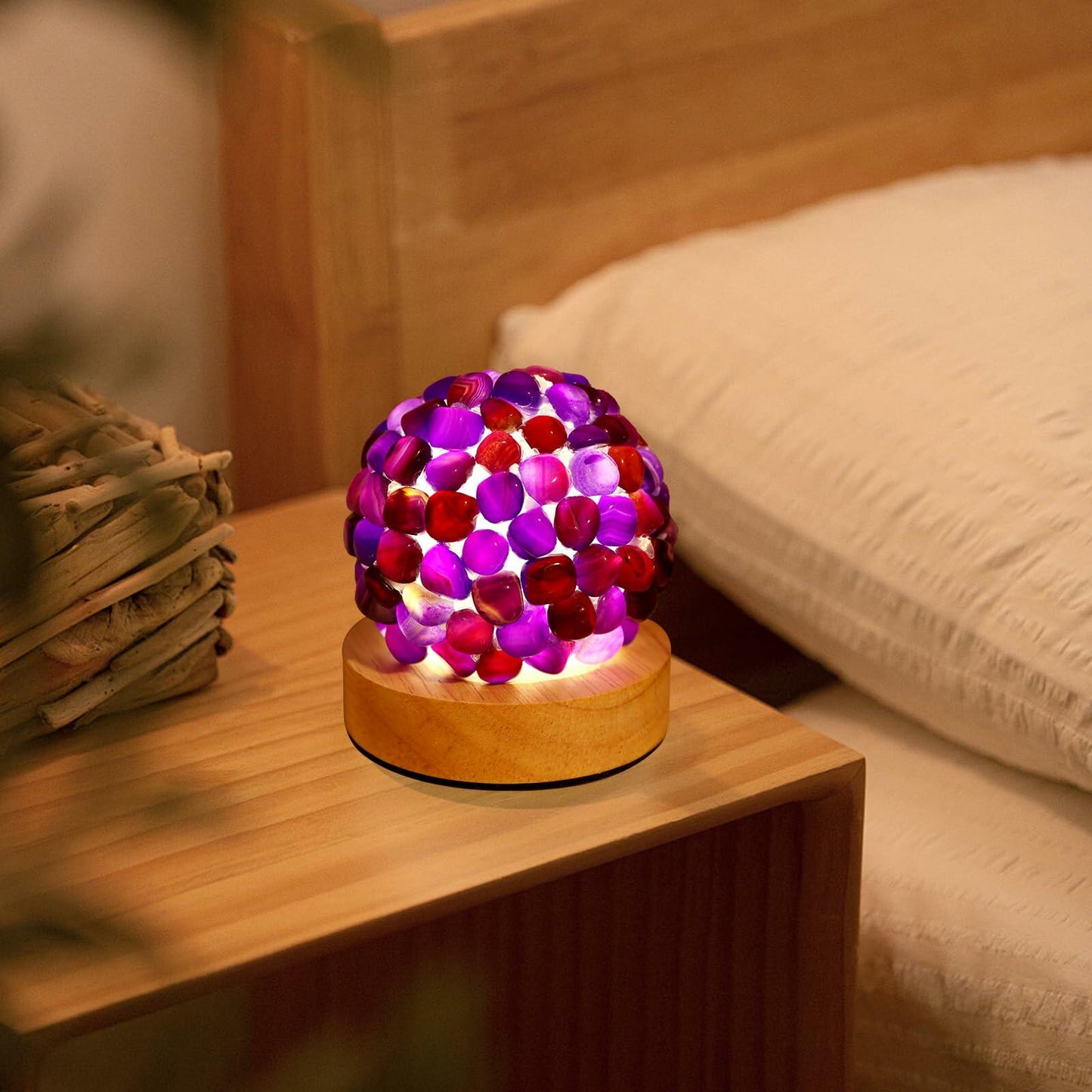 [Like_new] Nizrsky Crystal Night Light Home Decor Lamp Purple Agate 0.86lb