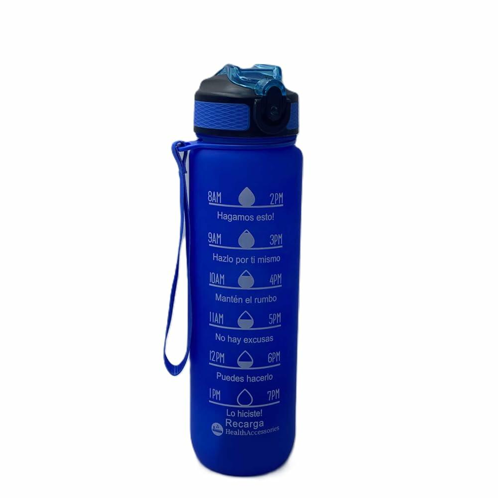 [Like_new] Healthaccessories Motivational Reusable Tritan Water Bottle 32oz Blue BPA Free