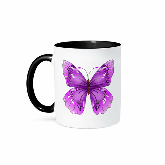 [Like_new] 3dRose Large Purple Butterfly Two Tone Black Mug 11 oz Multicolor