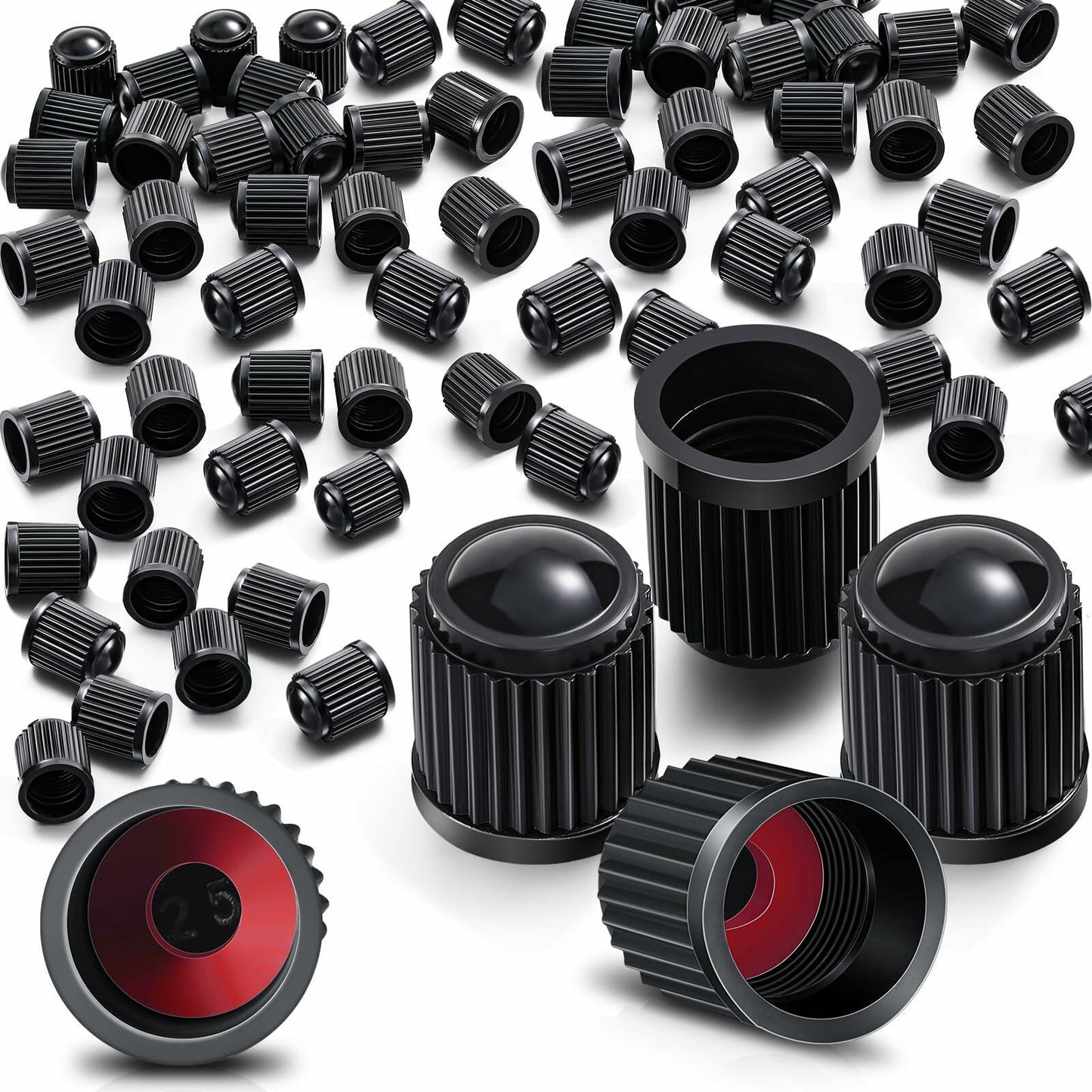 [Like New] Outus 200 Pcs Tire Valve Stem Caps Universal Plastic Black Covers