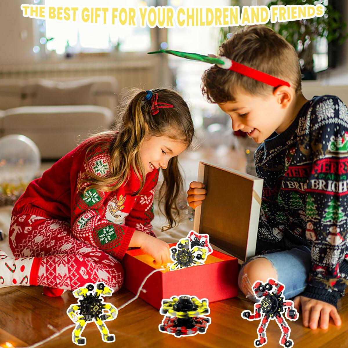 Deformation Fingertip Decompression Mechanical Gyroscope DIY Chain Red+Yellow