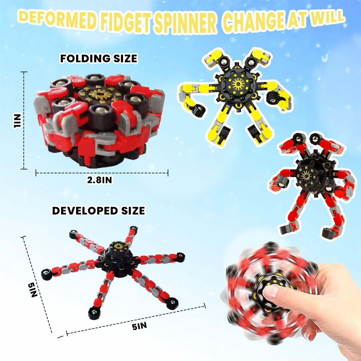 Deformation Fingertip Decompression Mechanical Gyroscope DIY Chain Red+Yellow