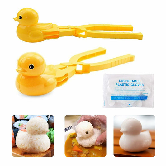 Onigiri Mold 2 Pcs Non-Stick Duck 3D Animal Rice Ball Maker with 100 Gloves