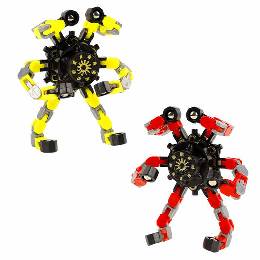 Deformation Fingertip Decompression Mechanical Gyroscope DIY Chain Red+Yellow