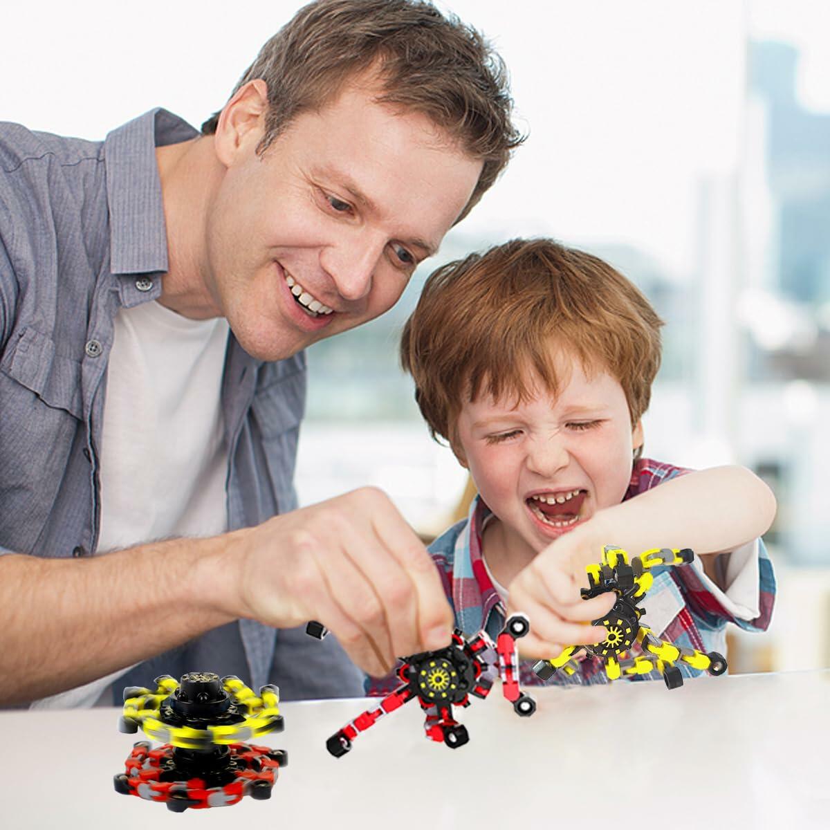 Deformation Fingertip Decompression Mechanical Gyroscope DIY Chain Red+Yellow