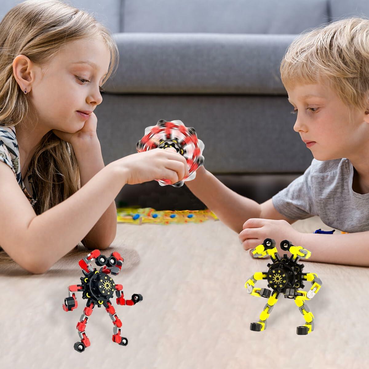 Deformation Fingertip Decompression Mechanical Gyroscope DIY Chain Red+Yellow