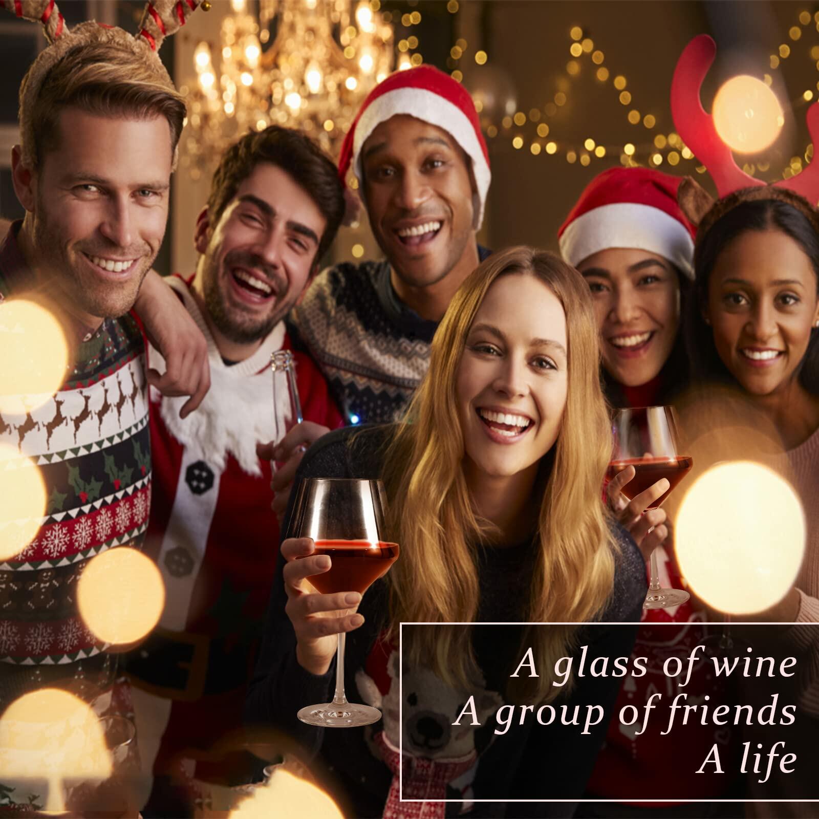 [Like New] Ennogyoson Wine Glasses Set of 4 Crystal Red & White Stemmed Glassware