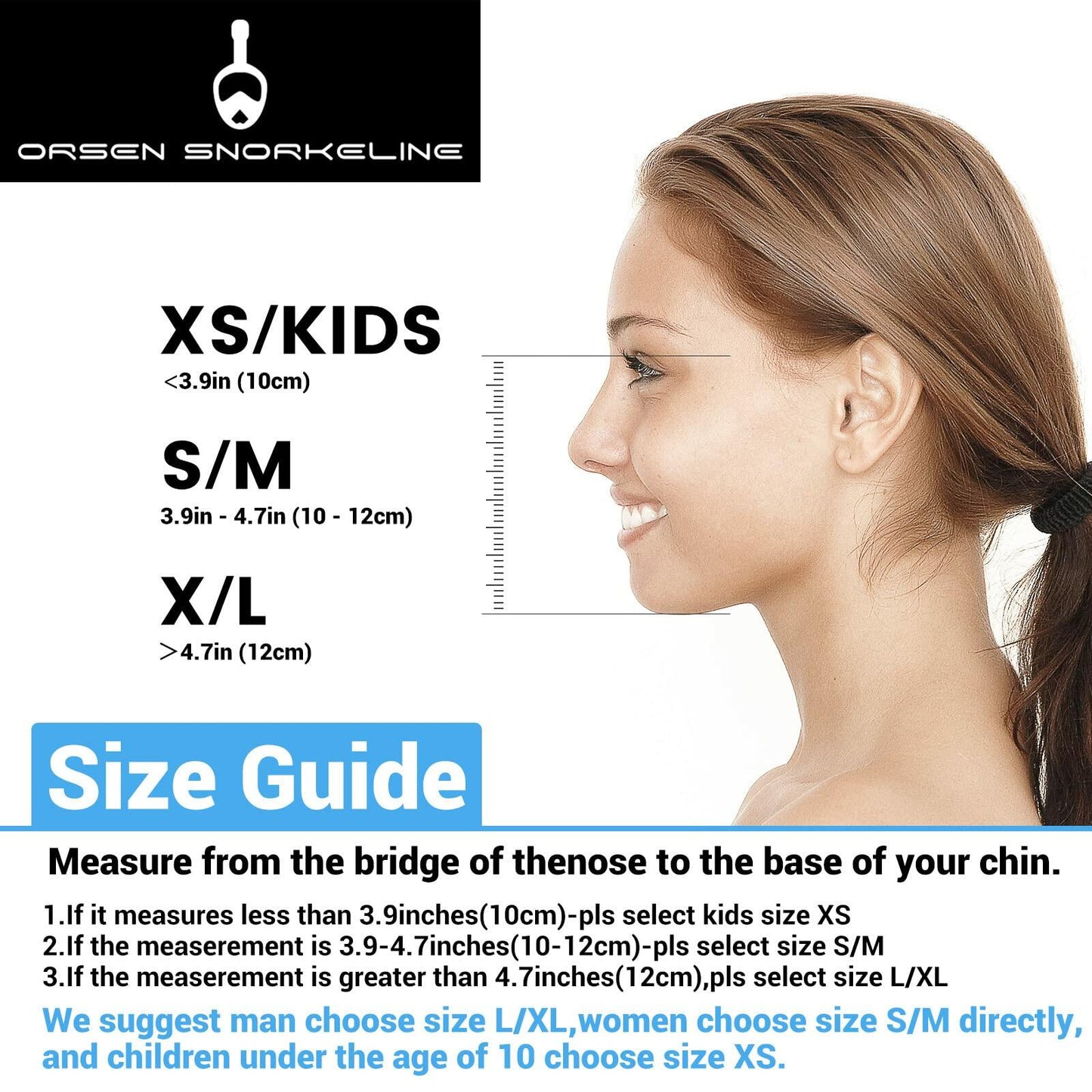 [Like New] ORSEN Full Face Snorkel Mask Adult SGS Certified Anti-Fog Black