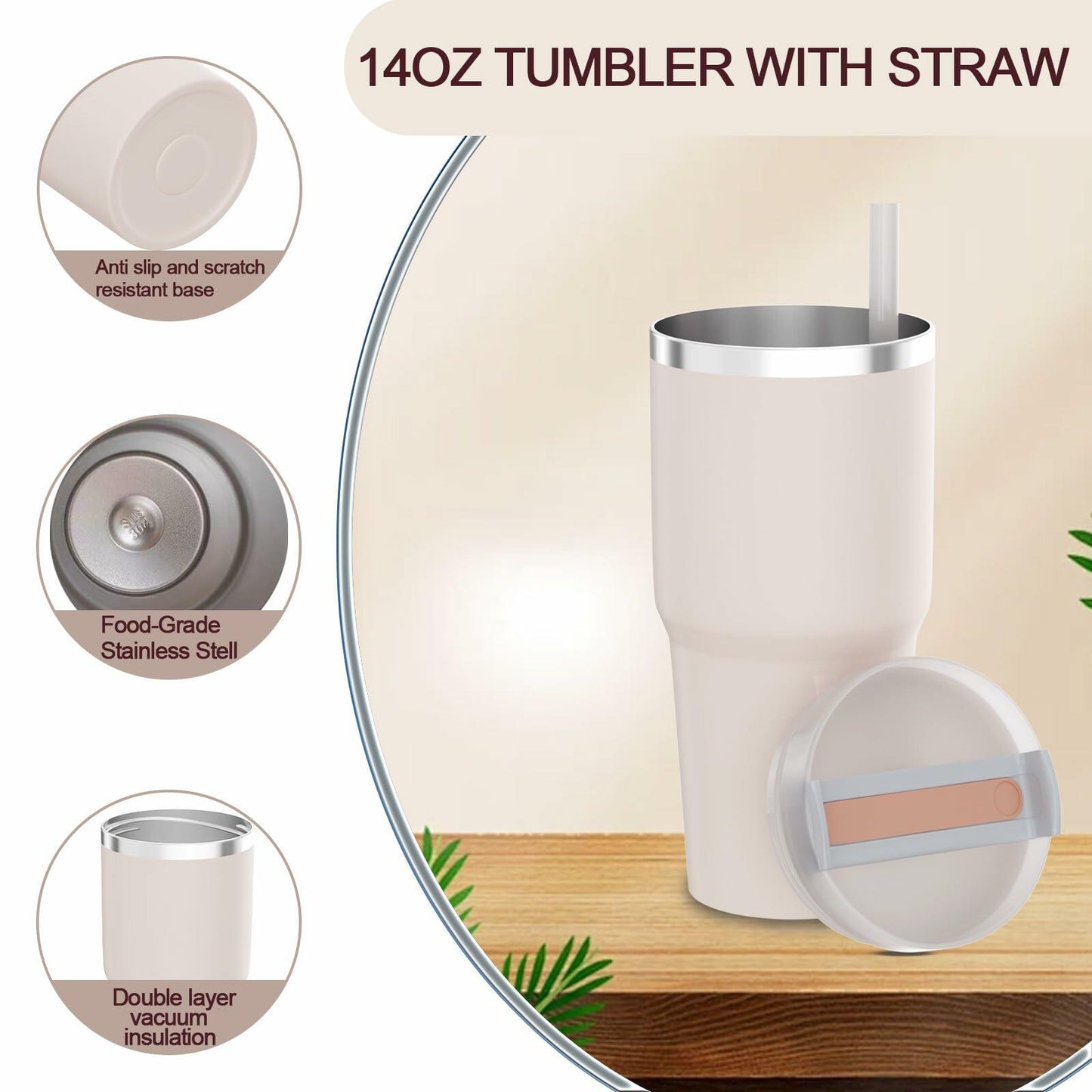 [Like_new] YOUEXPERT 14 oz Tumbler with Straw, Insulated Tumblers with Lid and Straw, 14 oz