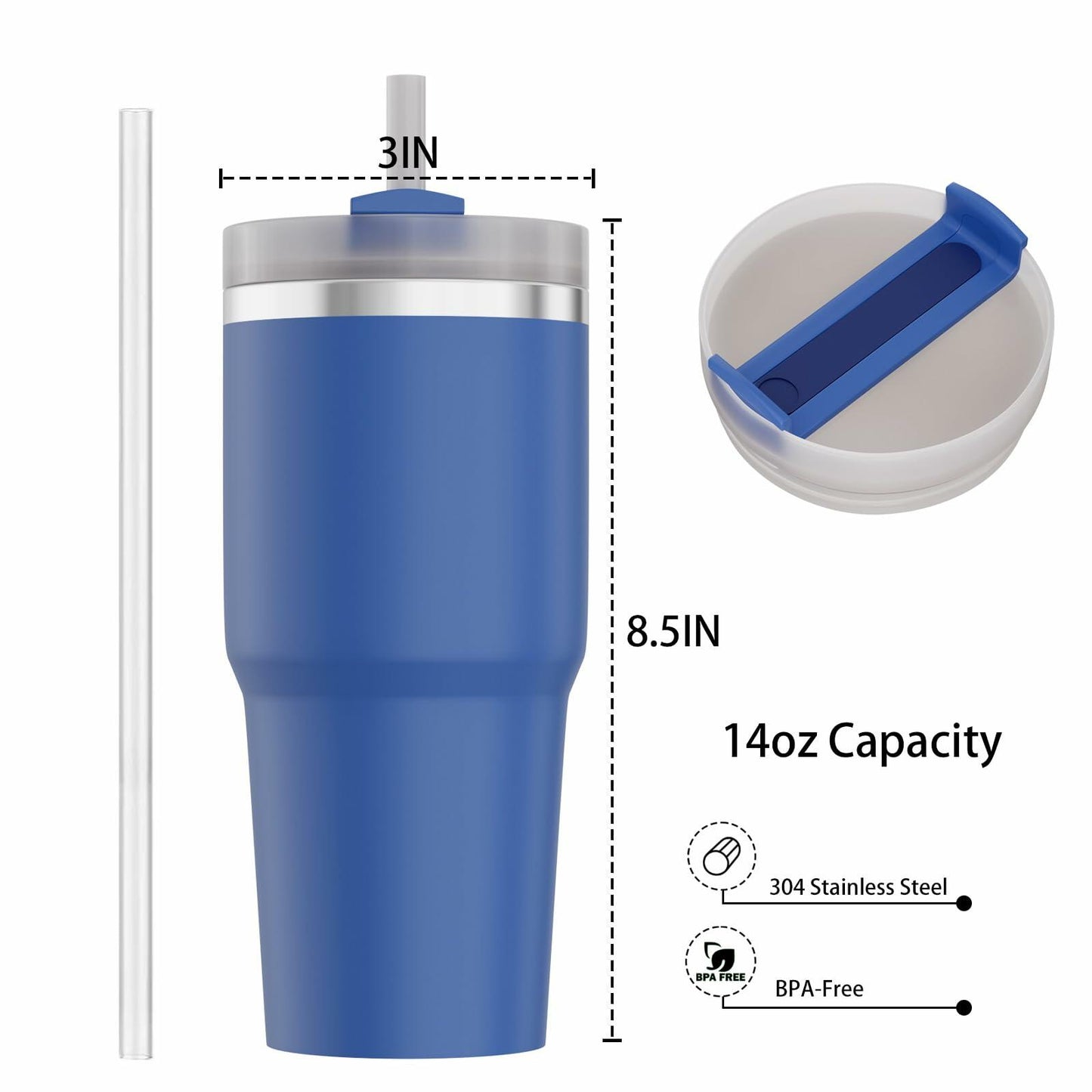 [Like_new] YOUEXPERT 14 oz Tumbler with Straw, Insulated Tumblers with Lid and Straw, 14 oz
