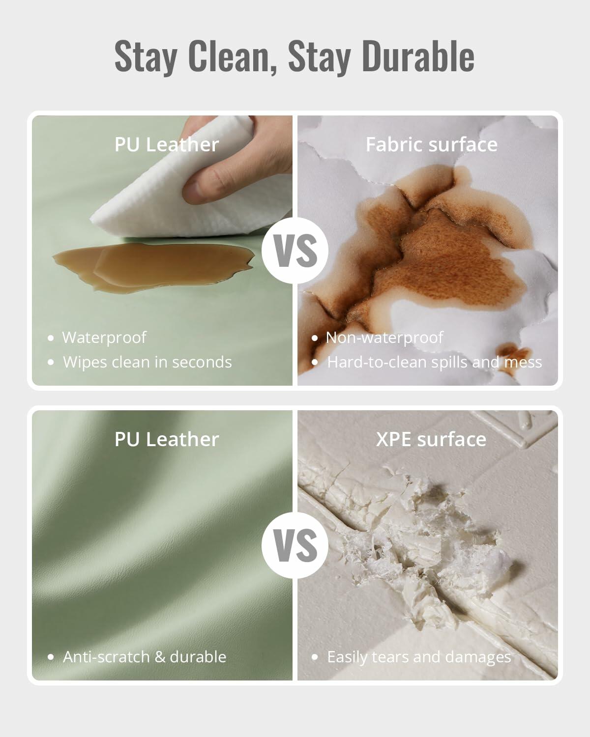 [Like New] Blissful Diary Vegan Leather Baby Play Mat 50x50 Waterproof Light Green