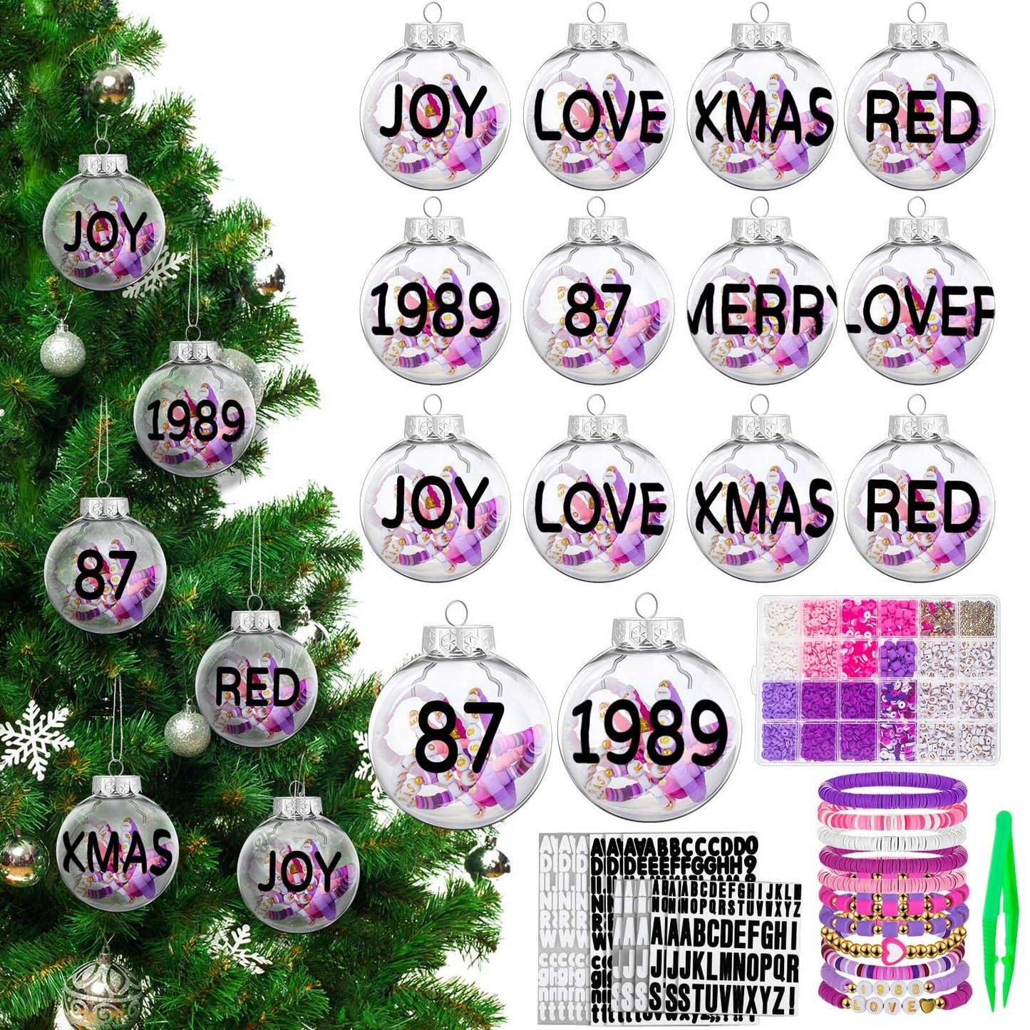 [Like_new] Poen 50 Pcs Pink Christmas Ball Ornaments for Tree DIY Holiday Decor