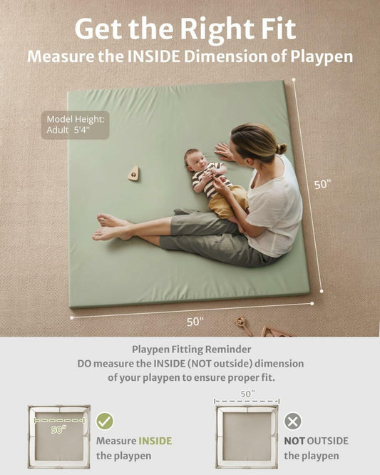 [Like_new] Blissful Diary Vegan Leather Baby Play Mat 50x50 Waterproof Light Green