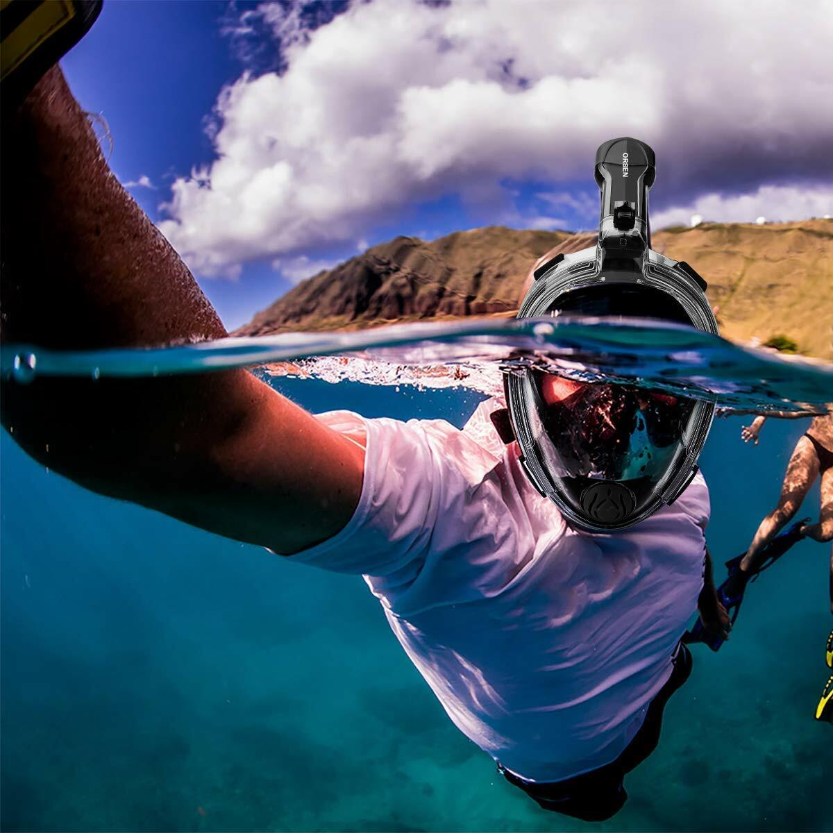 [Like New] ORSEN Full Face Snorkel Mask Adult SGS Certified Anti-Fog Black