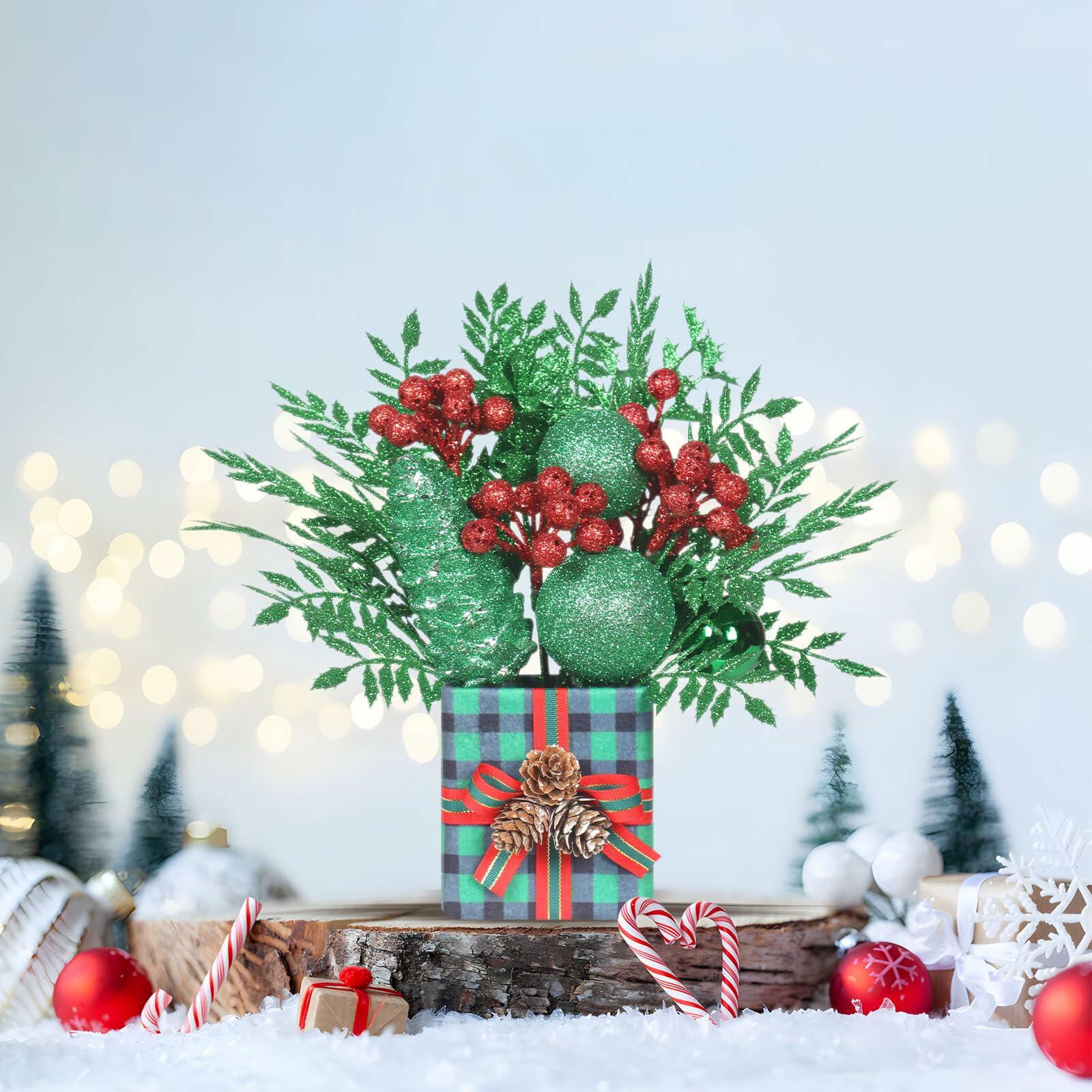 [Like New] Super Holiday Buffalo Check Plaid Green Glitter Mini Christmas Tree Small