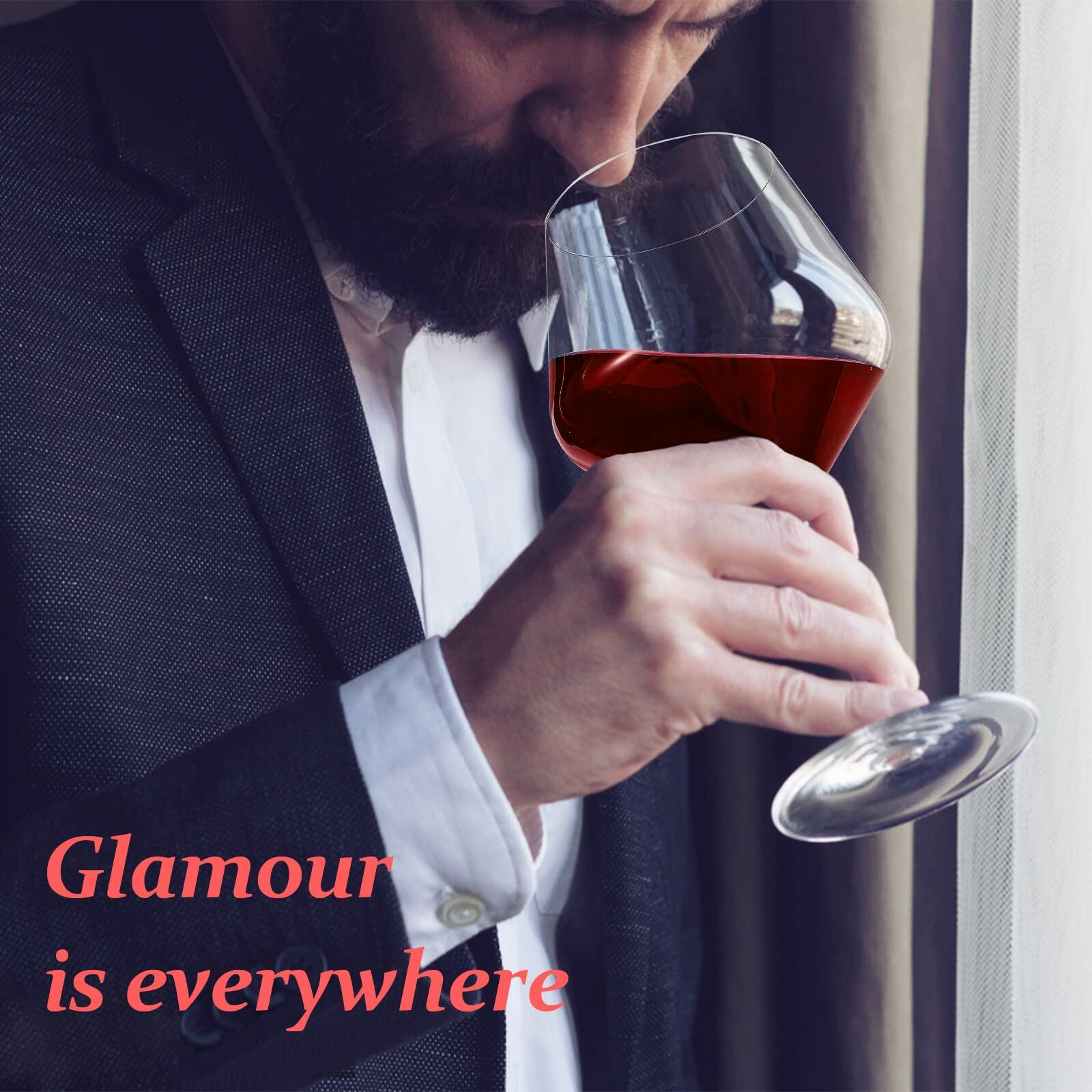 [Like New] Ennogyoson Wine Glasses Set of 4 Crystal Red & White Stemmed Glassware