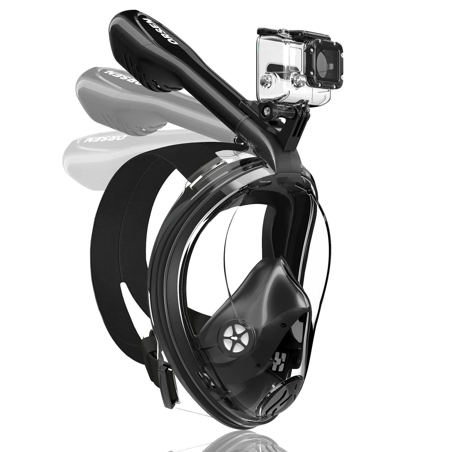 [Like New] ORSEN Full Face Snorkel Mask Adult SGS Certified Anti-Fog Black