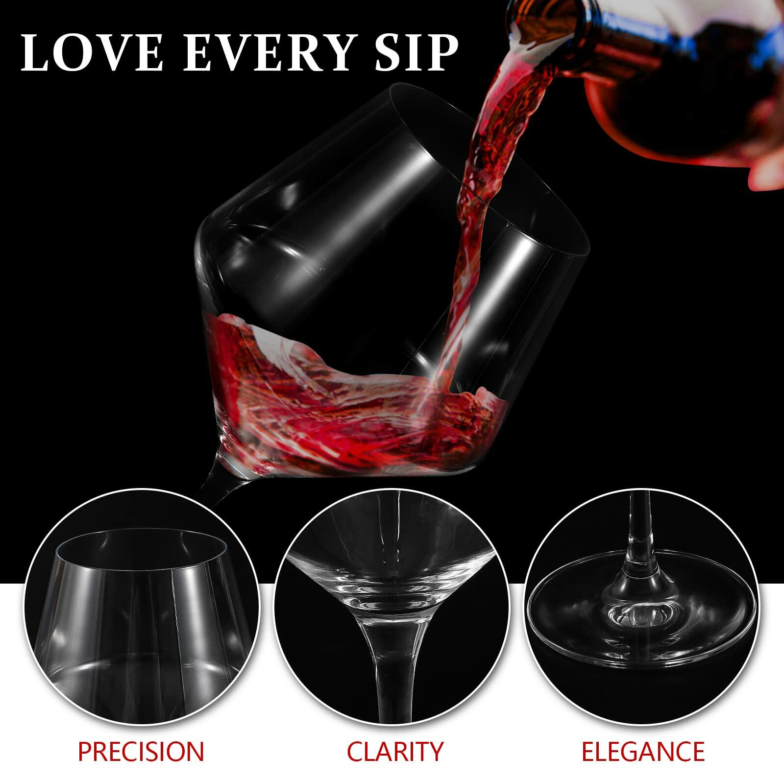 [Like New] Ennogyoson Wine Glasses Set of 4 Crystal Red & White Stemmed Glassware