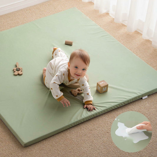 [Like_new] Blissful Diary Vegan Leather Baby Play Mat 50x50 Waterproof Light Green