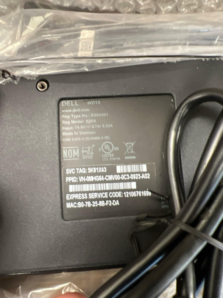 [Like New] Dell WD19 180W Docking Station (130W Delivery) USB-C, HDMI, Dual DisplayPort