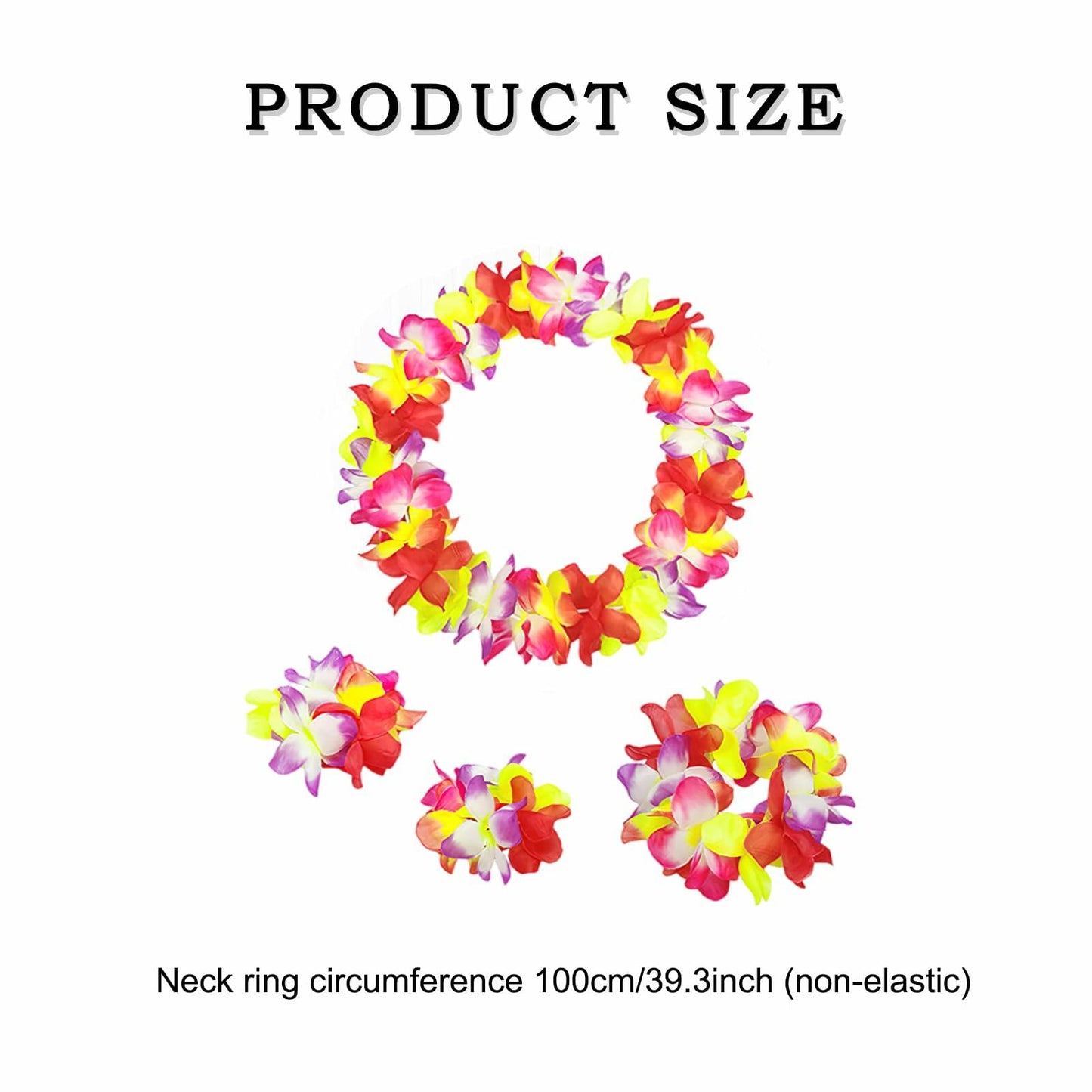Boxkat Hawaiian Flower Leis Set 4 Pcs Medium Colorful Tropical Luau
