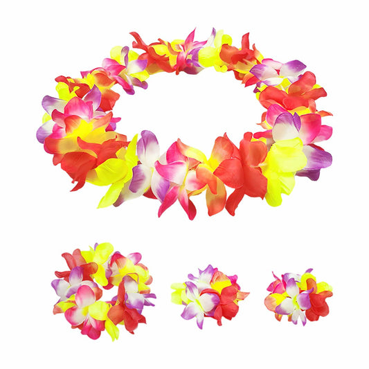 Boxkat Hawaiian Flower Leis Set 4 Pcs Medium Colorful Tropical Luau