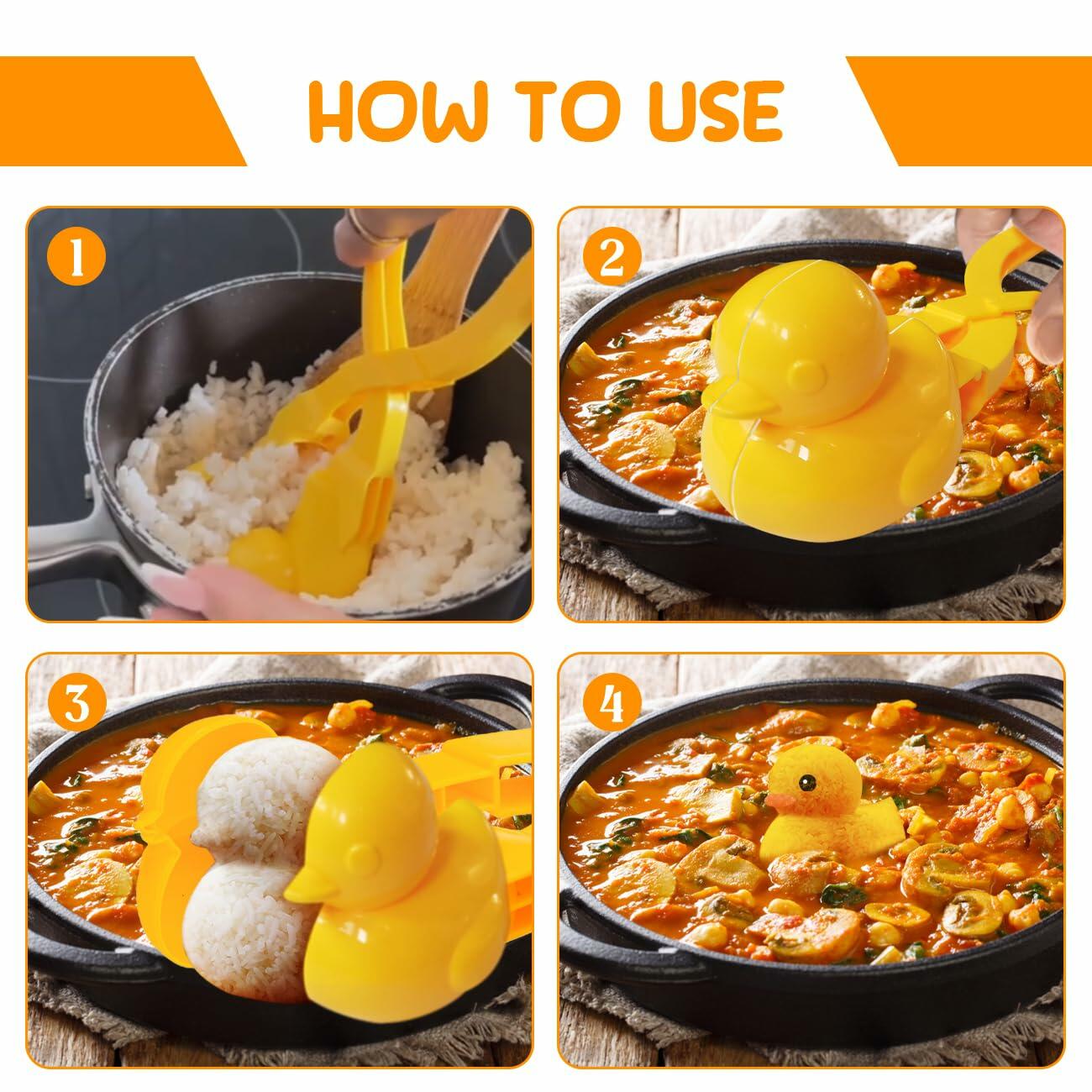 Onigiri Mold 2 Pcs Non-Stick Duck 3D Animal Rice Ball Maker with 100 Gloves