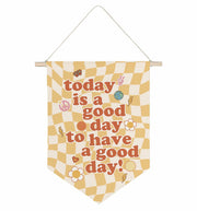 QODUNG Canvas Banner Groovy Retro 70s Wall Hanging Kids Room Decor