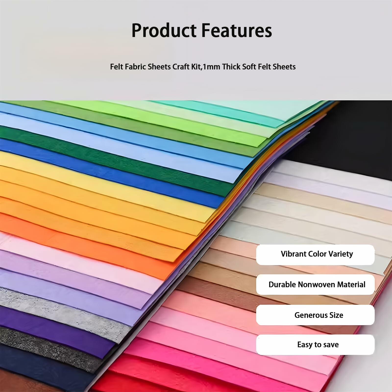 Calefow Felt Fabric Sheets Craft Kit 60PCS 6x8in Multicolor Sewing Modern