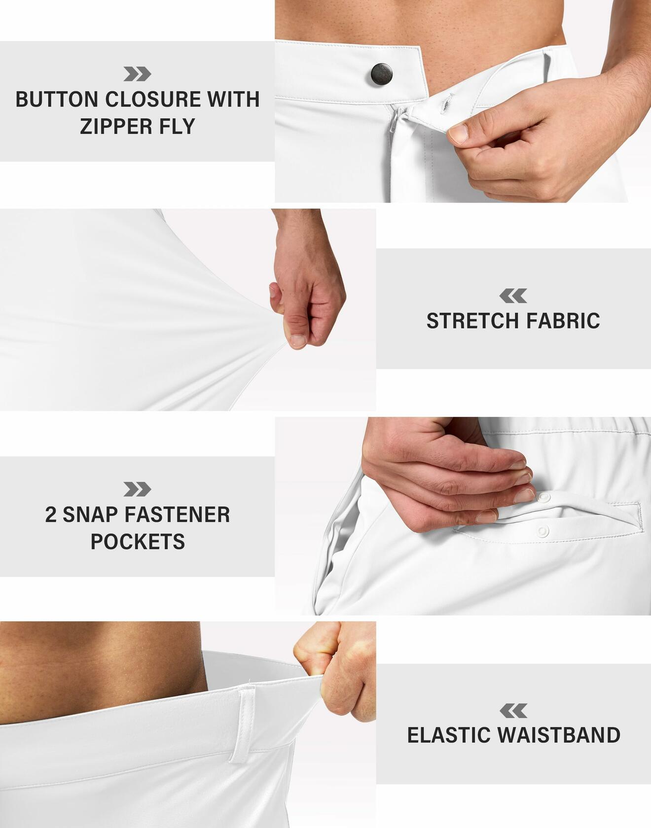 SERAMY Men's Golf Joggers Slim Fit Stretch Sweatpants 5 Pockets White Size XXL