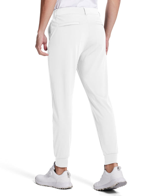 SERAMY Men's Golf Joggers Slim Fit Stretch Sweatpants 5 Pockets White Size XXL