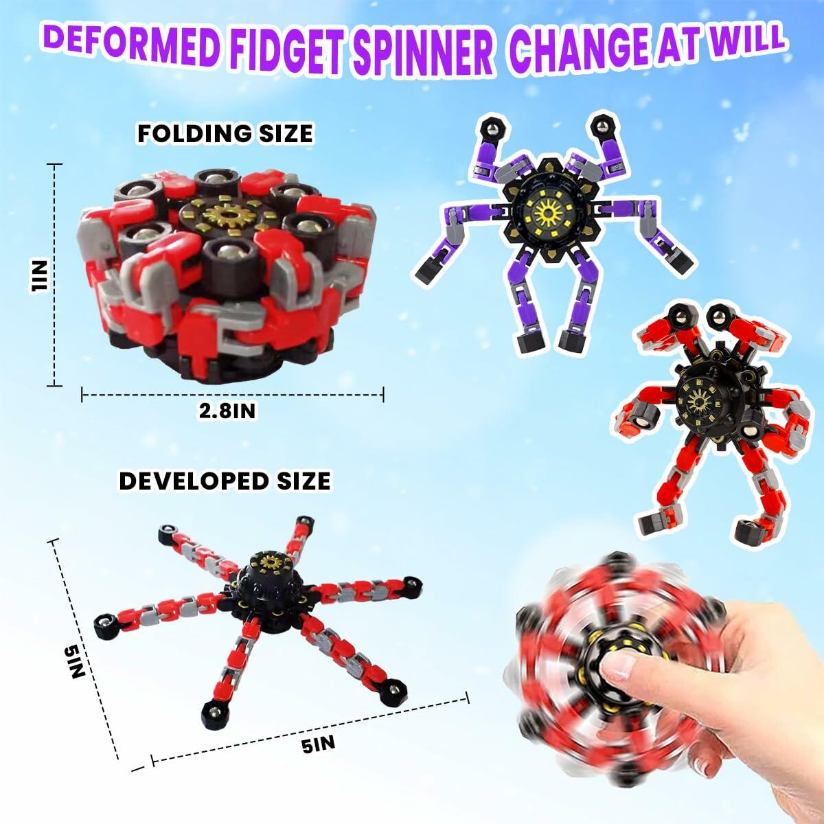 Deformation Fingertip Decompression Mechanical Gyroscope DIY Chain Red+Purple