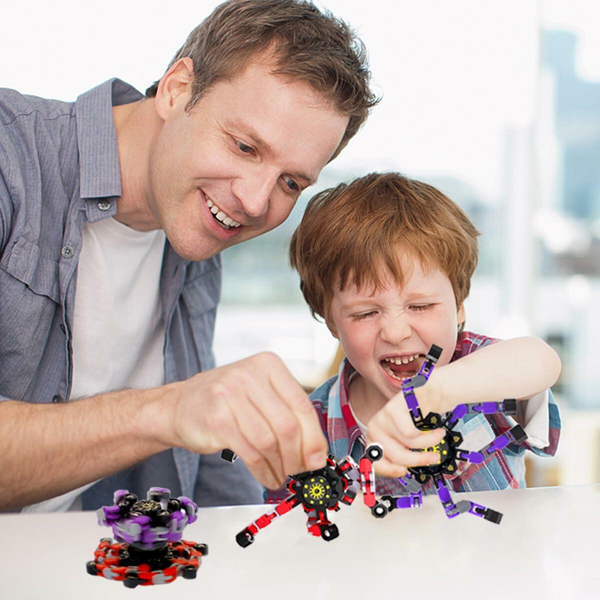 Deformation Fingertip Decompression Mechanical Gyroscope DIY Chain Red+Purple