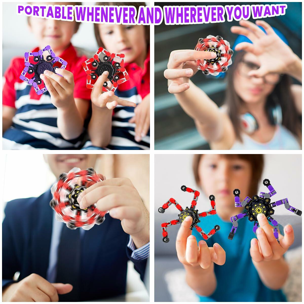 Deformation Fingertip Decompression Mechanical Gyroscope DIY Chain Red+Purple
