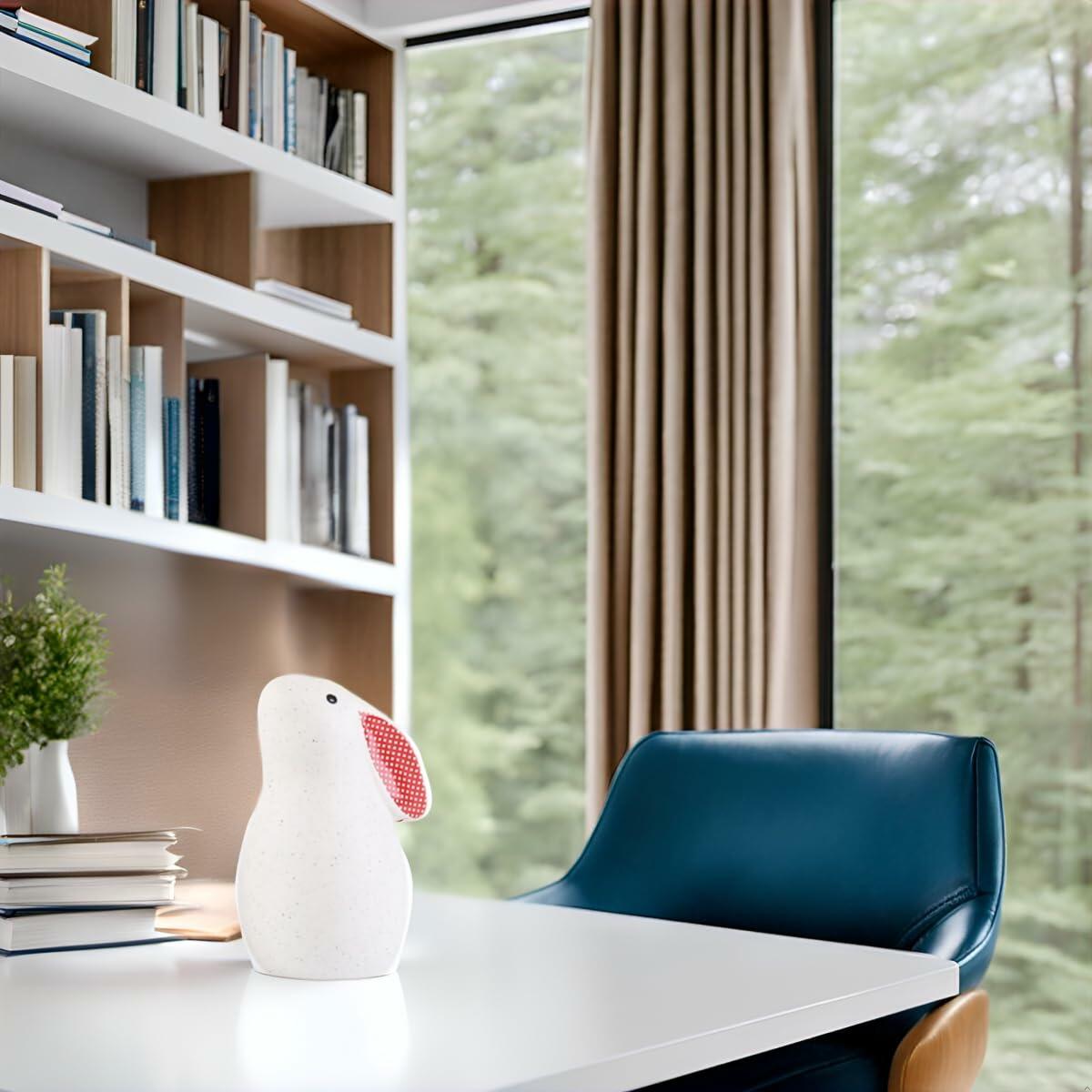 NYSCURE Ceramic Rabbit Figurine Sitting Statue Home Decor 4.8 Inch