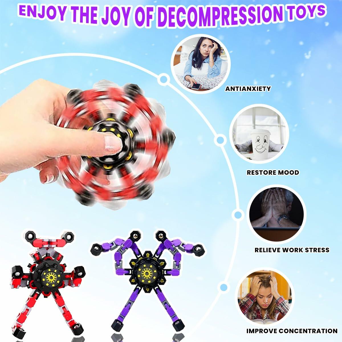 Deformation Fingertip Decompression Mechanical Gyroscope DIY Chain Red+Purple