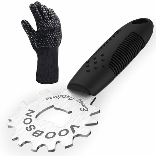 VOOBSON Grill Scraper Stainless Steel Extended Handle Bottle Opener Gloves