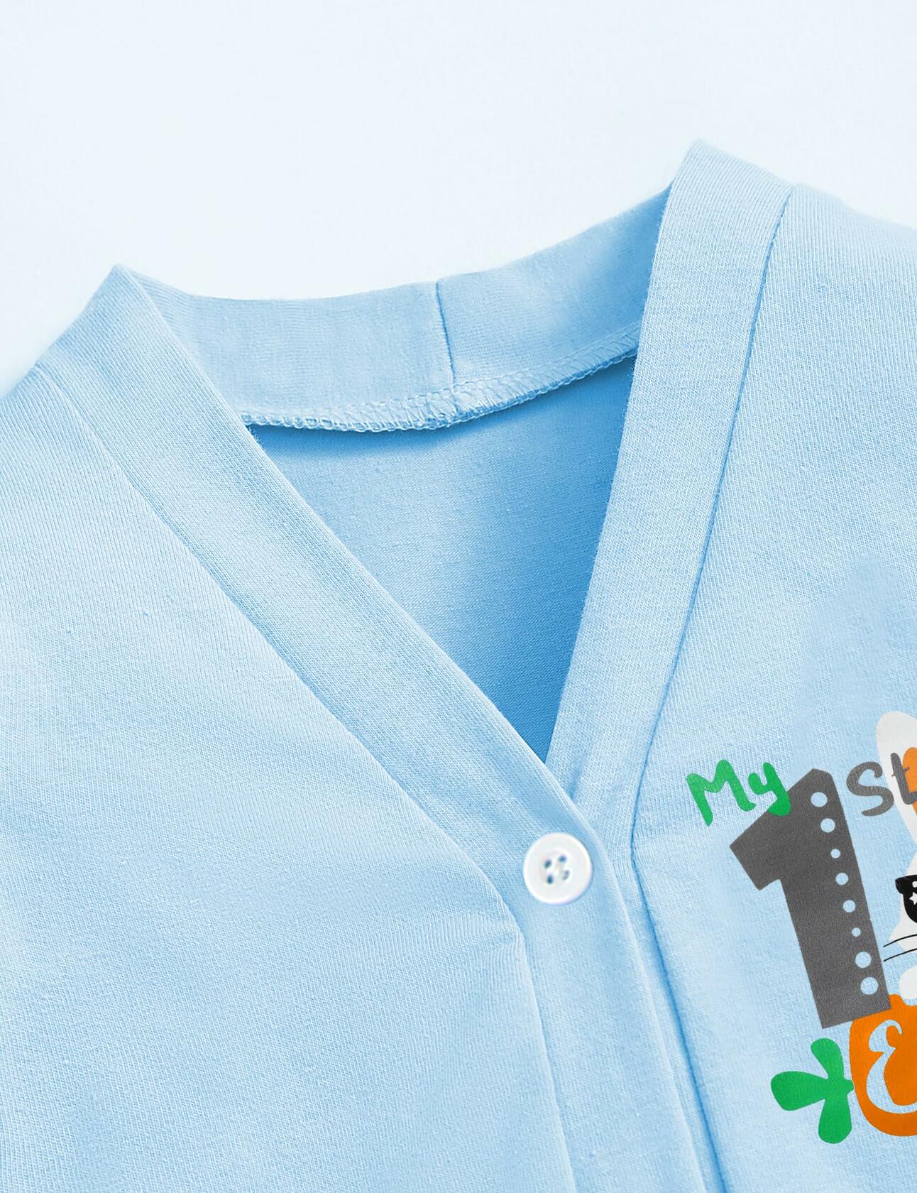 FoWear Baby Boy Easter Outfit Romper Rabbit Print Pants 4PCS Size 0-3M