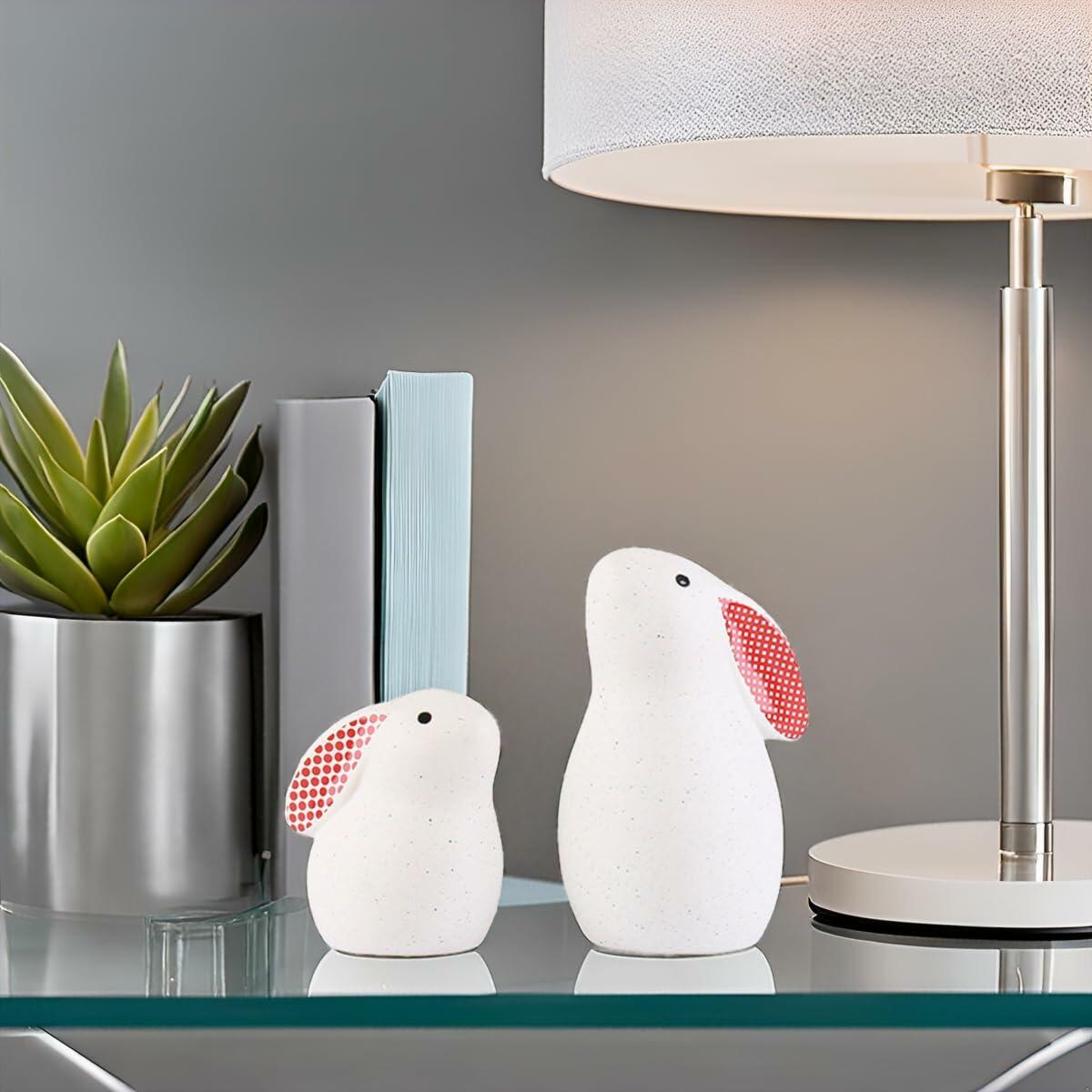 NYSCURE Ceramic Rabbit Figurine Sitting Statue Home Decor 4.8 Inch