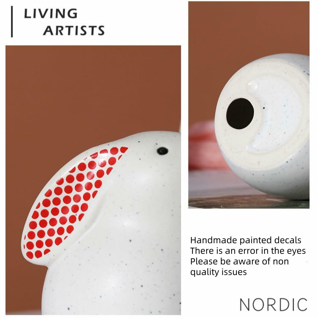 NYSCURE Ceramic Rabbit Figurine Sitting Statue Home Decor 4.8 Inch