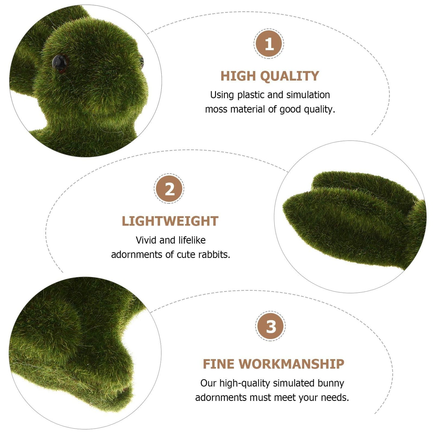 [Like New] WINOMO Easter Bunny Figurine Sculpture Green 2Pcs Flocked Rabbit Decor