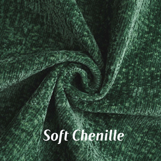 [Like_new] FUTEI Dark Green Chenille Throw Pillow Covers Set of 2 26x26 Inch Euro Sham