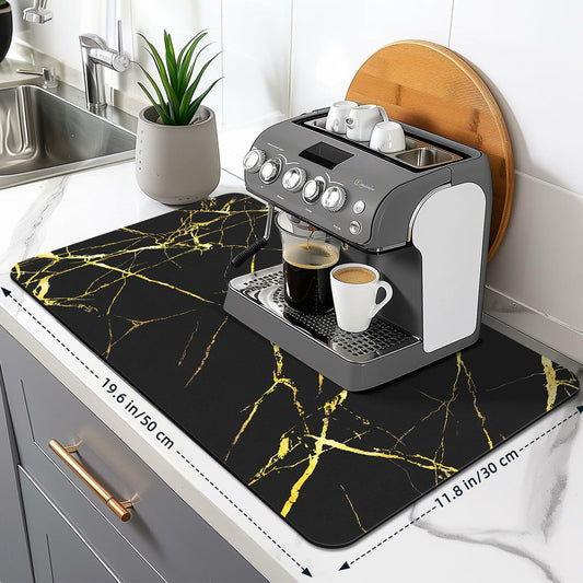 MEWOOCUE Leather Diatomite Dish Drying Mat Large 12x20 Kitchen Coffee Mat