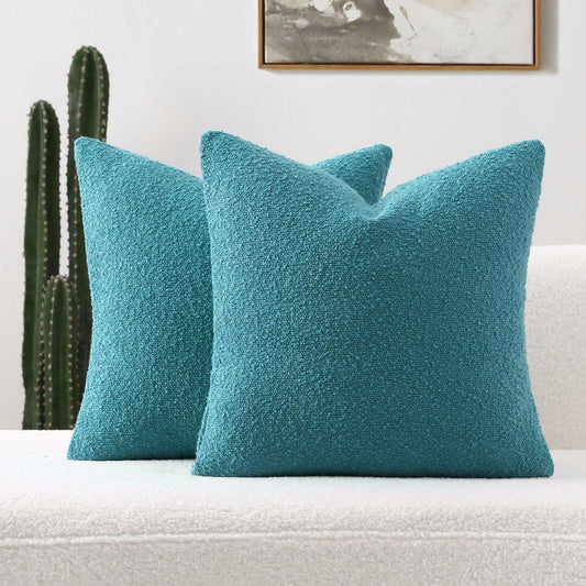 [Like New] FUTEI Teal Blue Decorative Throw Pillow Covers 16x16 Inch Pack of 2