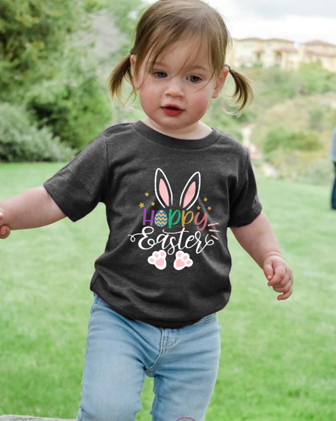Toddler Baby Easter Shirt Trade Brother Sister for Eggs Bunny Tee Dark Gray