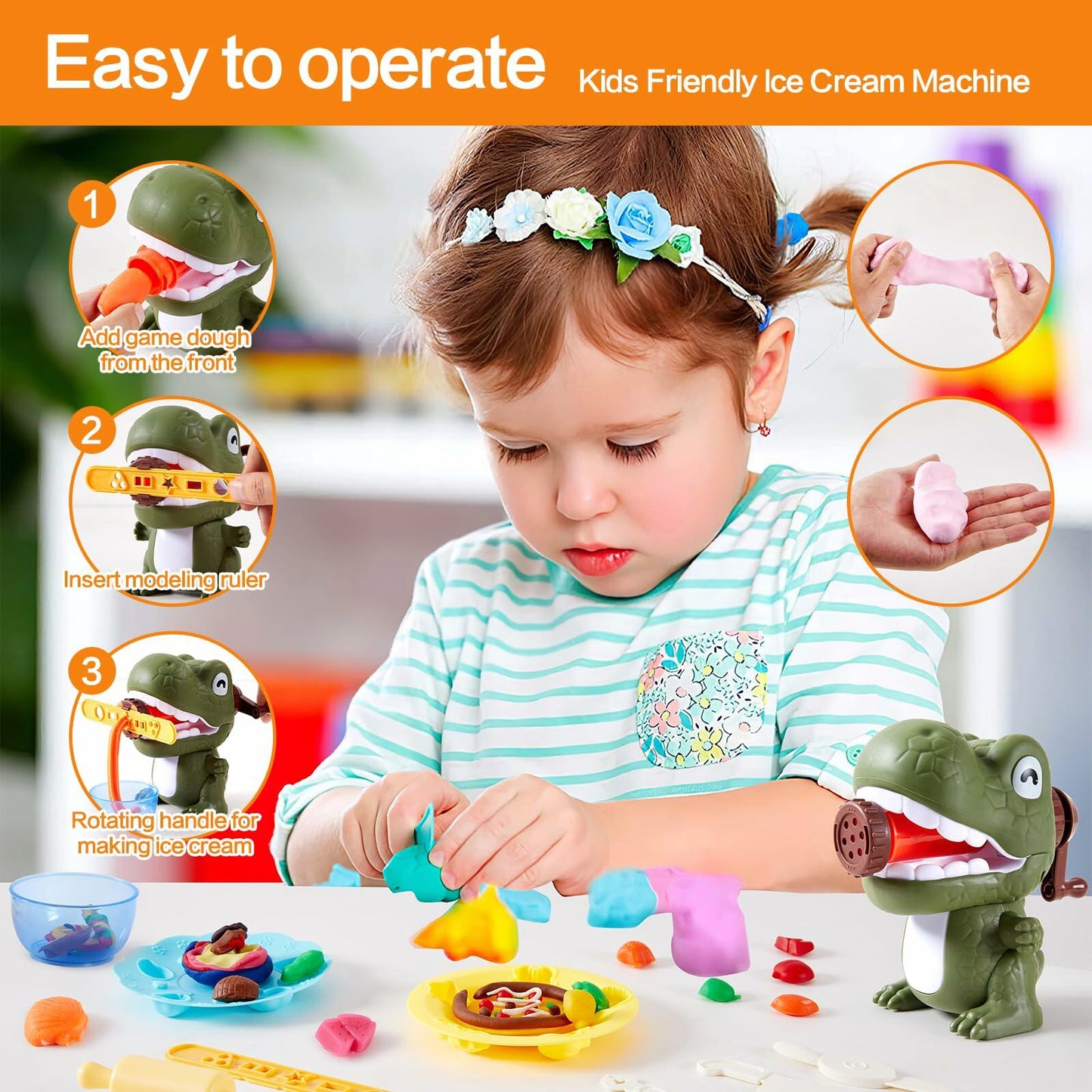 [Like New] Dinosaur Play Dough Set for Kids 3-8, Bulk Pack w/ Noodle Maker & Tools