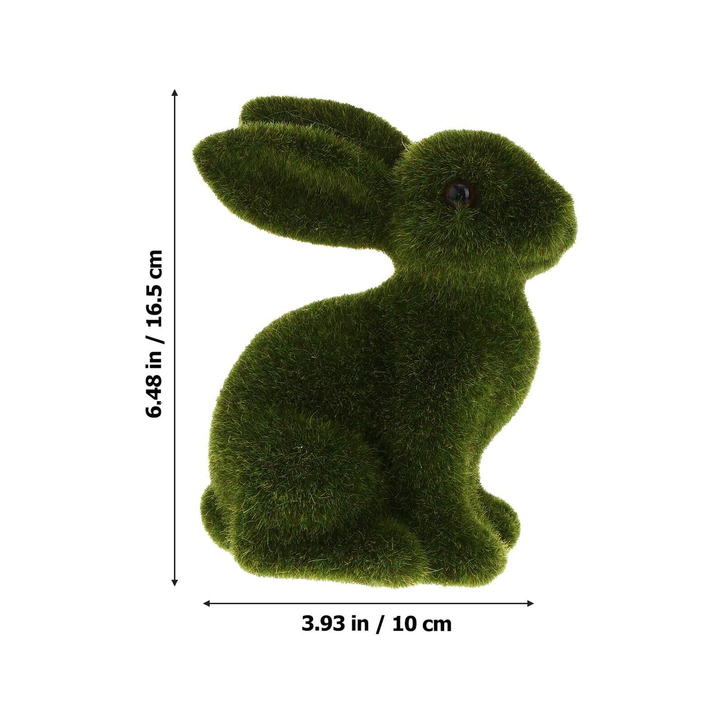 [Like New] WINOMO Easter Bunny Figurine Sculpture Green 2Pcs Flocked Rabbit Decor