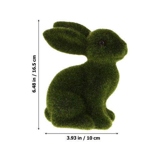 [Like New] WINOMO Easter Bunny Figurine Sculpture Green 2Pcs Flocked Rabbit Decor