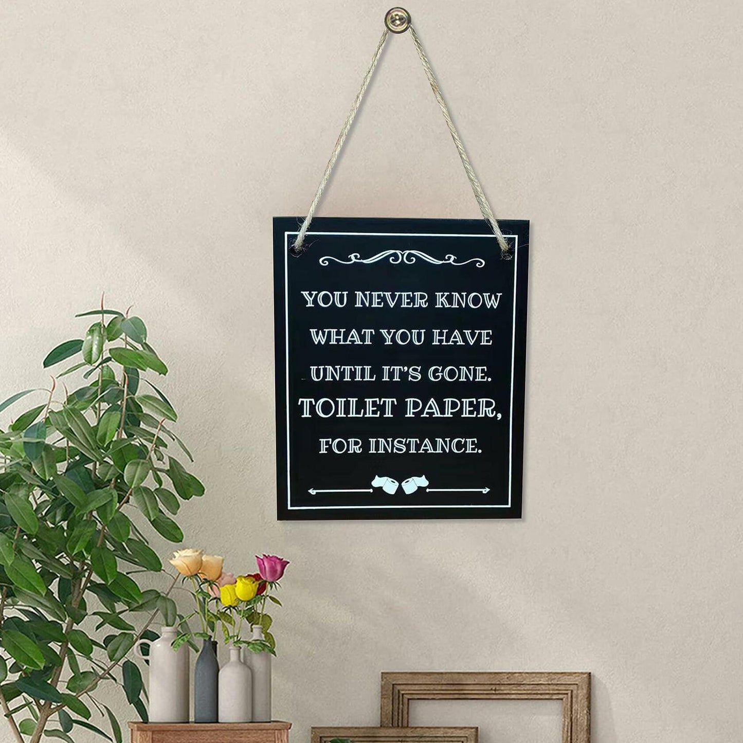 ARTAWEIN Bathroom Rules Wall Art Sign Rustic Humorous Decor