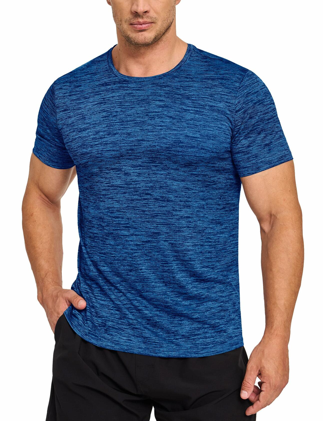 Mens Gym Dry Fast Workout T Shirt Medium Blue Size M